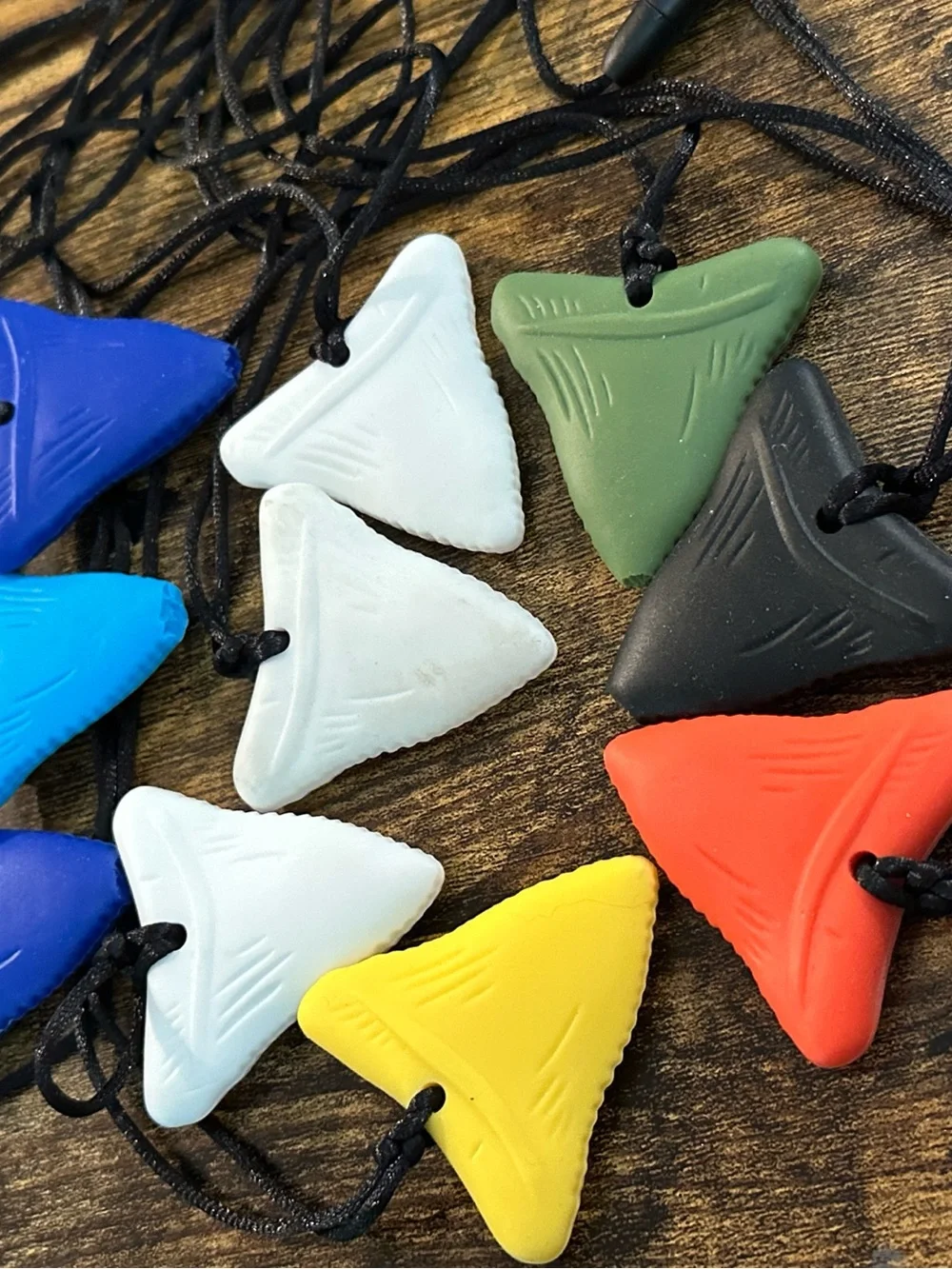 10 Chewy Silicone Necklaces Colorful OT Sensory School Shark Teeth ADHD READDESC